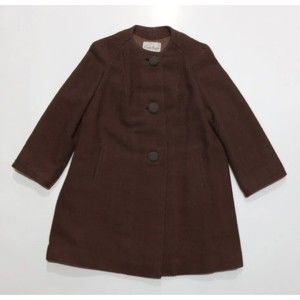 1940/50s Crowleys Womans Cotton Colarless Rose Button Long Overcoat RARE S-M